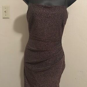 Windsor Strapless Burgundy Glitter Dress in Deep Burgundy